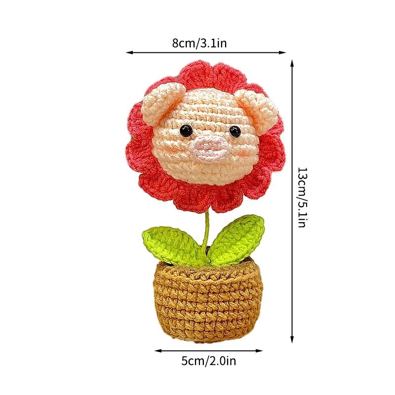 Pig Crochet Flower Decorative Flower Potted Kawaii Knitted Pot Flower Wedding Party Room Decor Potted Kawaii Knitted Pot Pig
