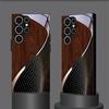 Dark Brown Wood Grain and Grain Scale Tempered Glass Phone Case Suitable for Samsung Galaxy S26 S25 S24 S22 S21  FE/Ultra/Plus