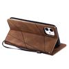 For iPhone 11 Leather Case with Strap Skin-touch Splicing Wallet Phone Cover