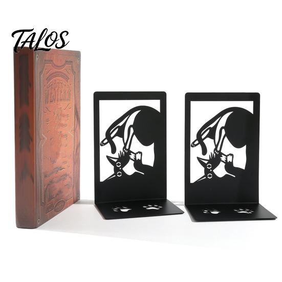 Par de Sujeta Libros Metálicos, Sujeta Libros de Gato, Sujeta Libros Lindos para Estanterías, Tope de Soporte Decorativo Resistente, Decoración para Escritorio de Oficina en Casa, Estantería