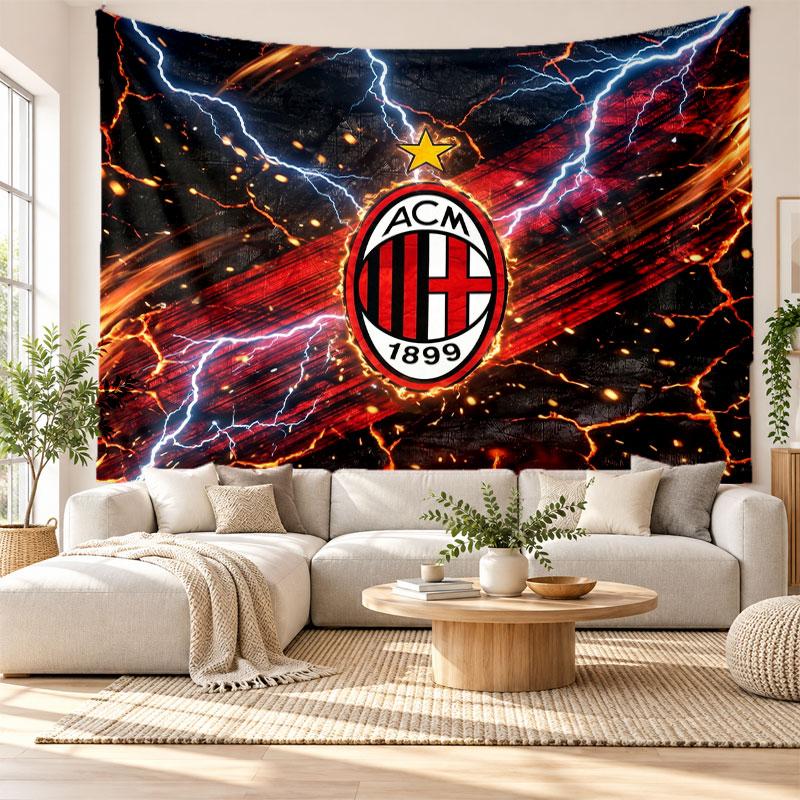 AC Milan Wall Tapestry, Soft Fabric Wall Hanging, Decorative Backdrop For Bedroom Home Wall Art
