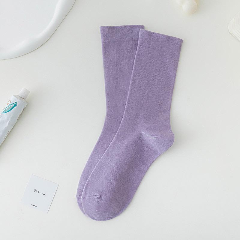 

Female Spring and Autumn Fashion New Solid Color Boneless Moon Son in The Tube Pile Pile Cotton Socks 1 pair