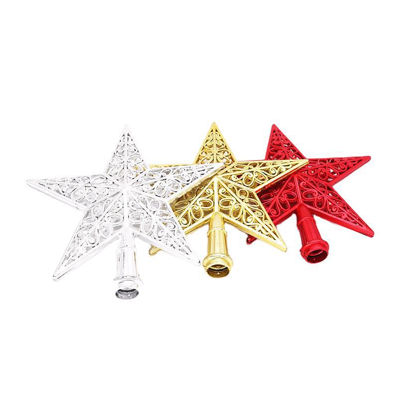 20cm Electroplated 3D Christmas Tree Topper - Five-pointed Star