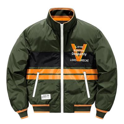 Flying Suit Jacket Men's Casual Sports Jacket Gram Baseball Stand-up Collar Jacket Letter Striped Jacket Men