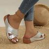Fashion Silver Gold Platform Slippers Women Summer Hook Loop Wedges Rome Shoes Woman Med Heel Non-Slip Beach Shoes Sandals 2026
