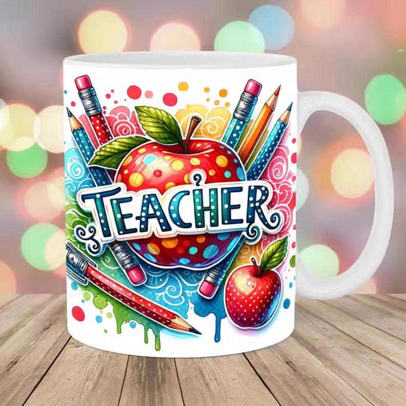 The Best Teachers Teachers' Day Ceramic Coffee Mug Sub-Book Water Cup Book Apple Pencil Gift