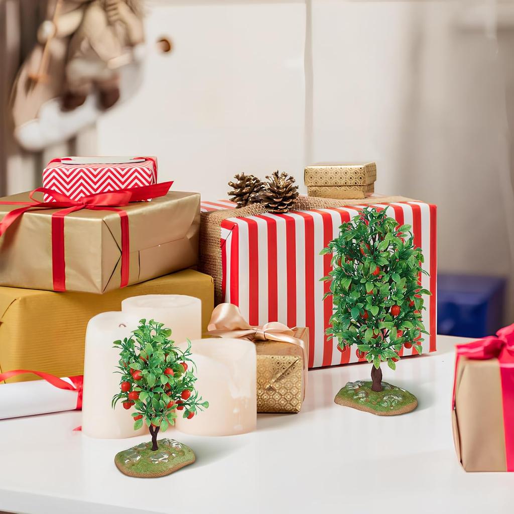 MAGICLULU 2pcs Mini Artificial Apple Trees Realistic Simulation Apple Trees Simulation Fruit Tree Micro Landscape Apple Trees for Landscaping Home