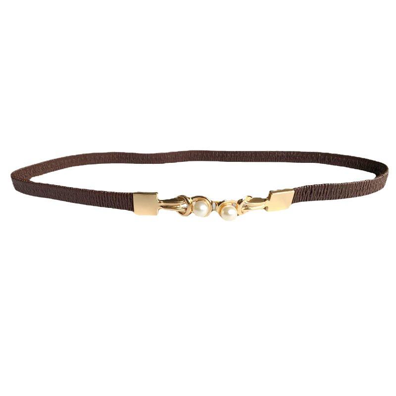 Retro PU Leather Ruched Skinny Waist Belt, Women's Fashion Accessory for Dress or Sweater, Versatile Elastic Stretch Waistband