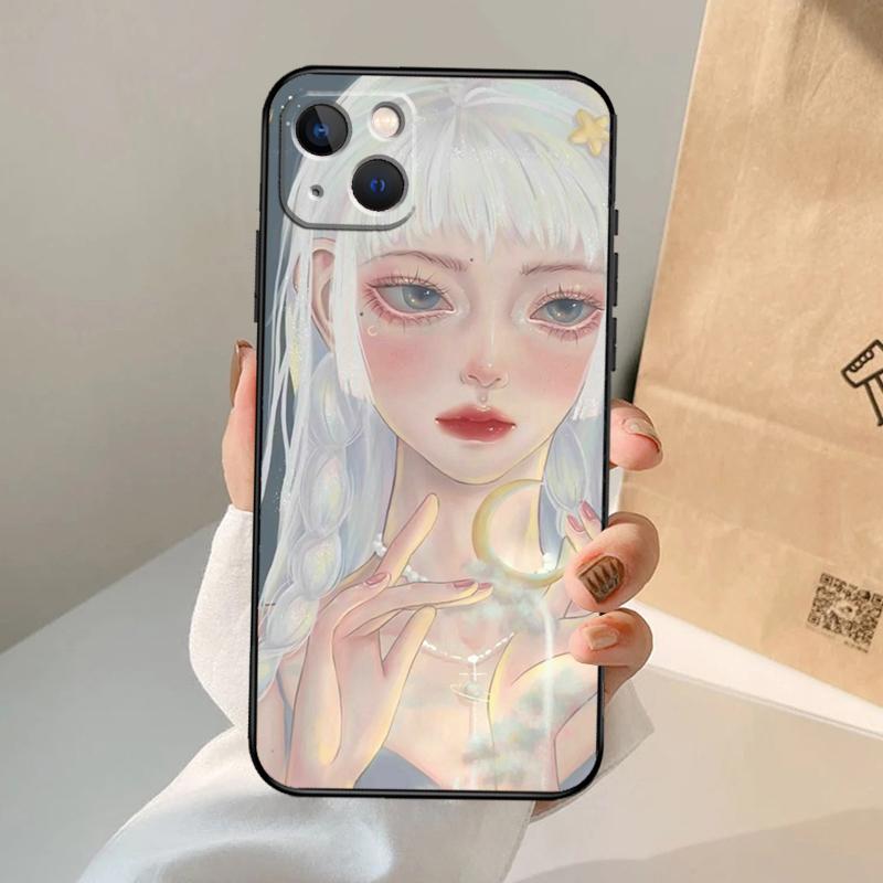 Cute And Beauty Girl Color Painting Phone Case For iPhone 17 Air 16 15 13 11 12 14 Pro Max 13 12 Mini 15 16 Plus 16e Cover Coque