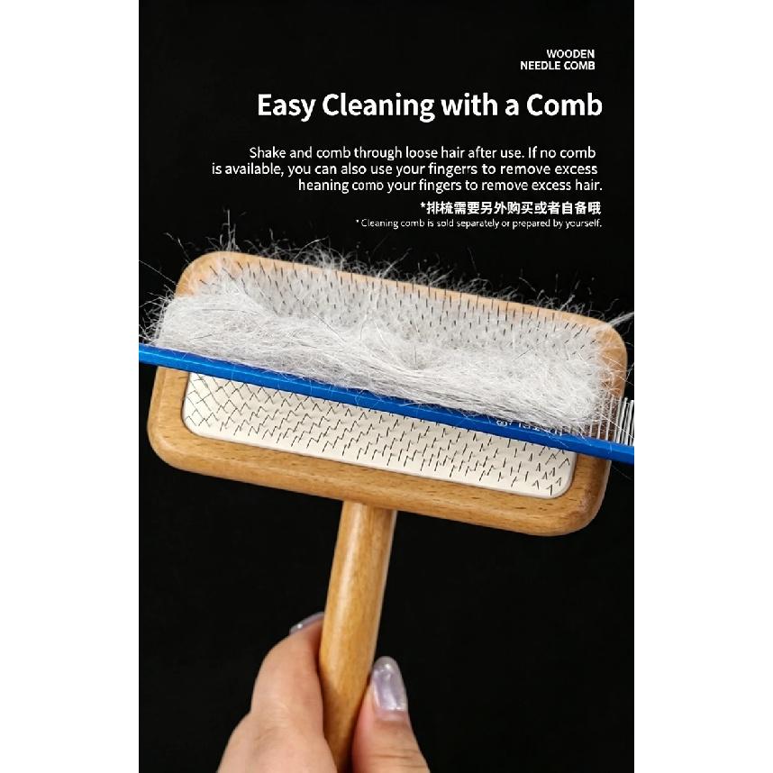 Dog Brush Wooden Dogs Comb Pet Hair Remover Dog Grooming Protect Brushes for Dogs Floating Hair Cleaning Comb Massage Cat Brush