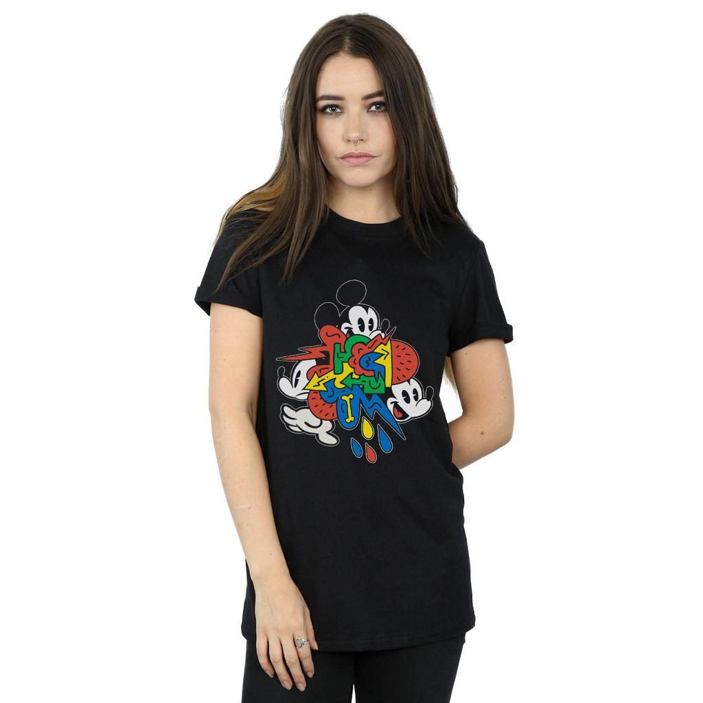 Disney Womens/Ladies Mickey Mouse Vintage Arrows Cotton Boyfriend T-Shirt
