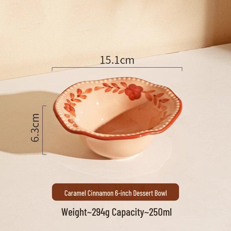 

ZISIZ French Floral Underglaze Dessert Bowls