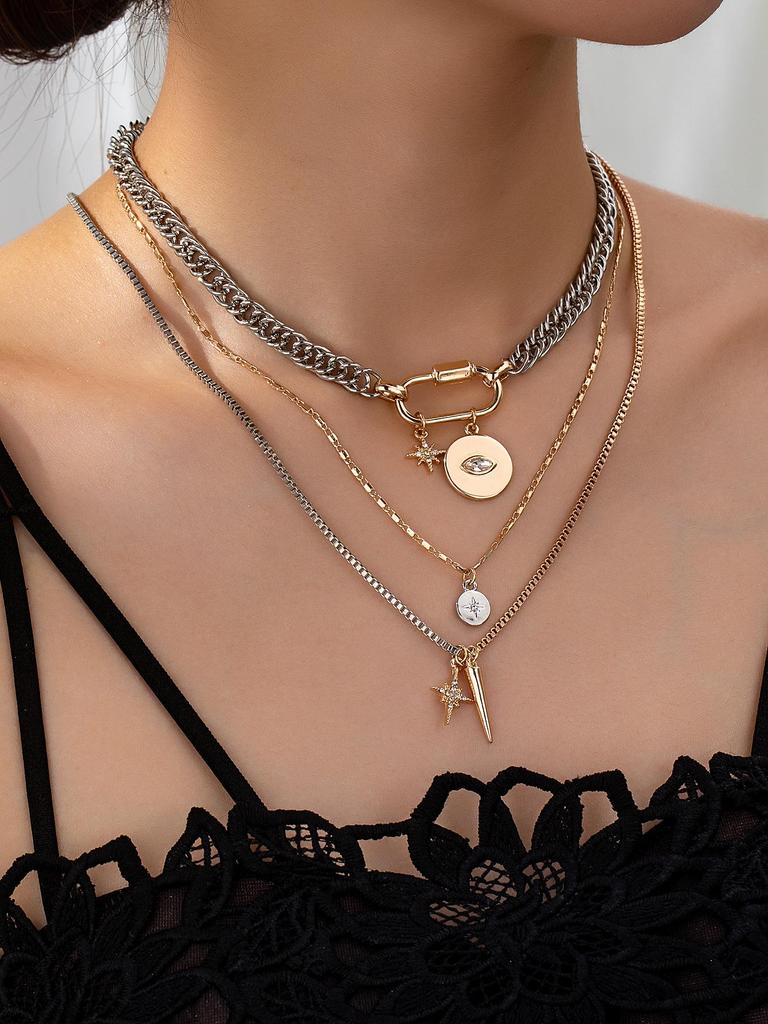 European & American Style Devil's Eye Layered Chain Necklace for Women - Bestseller, Unique Design