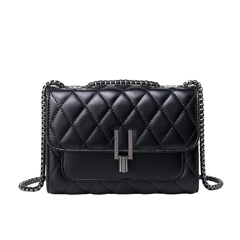 Women's Leather Single-shoulder Bag, Crossbody Small Square Bag, Diamond-shaped Chain Bag