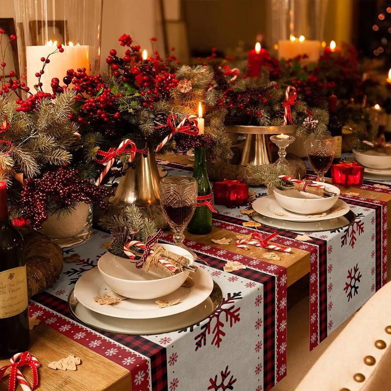 1PC Print Snowman For Home Xmas Table Decor Creative Christmas 33*183cm Table Runner Table Mat