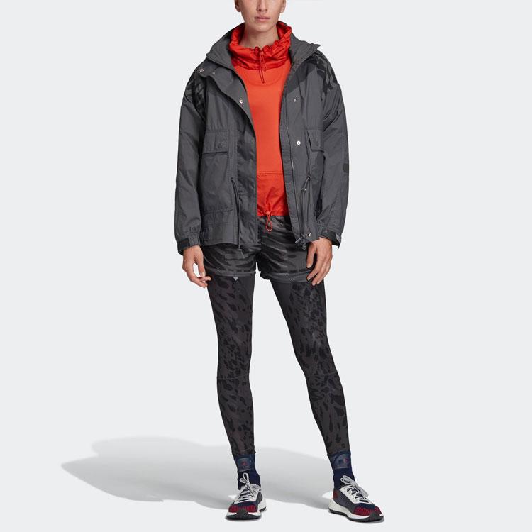 Adidas X Stella McCartney Run Ult Jacket Color Block Printed Hooded Woven Jacket Women Jacket Gray EA2162
