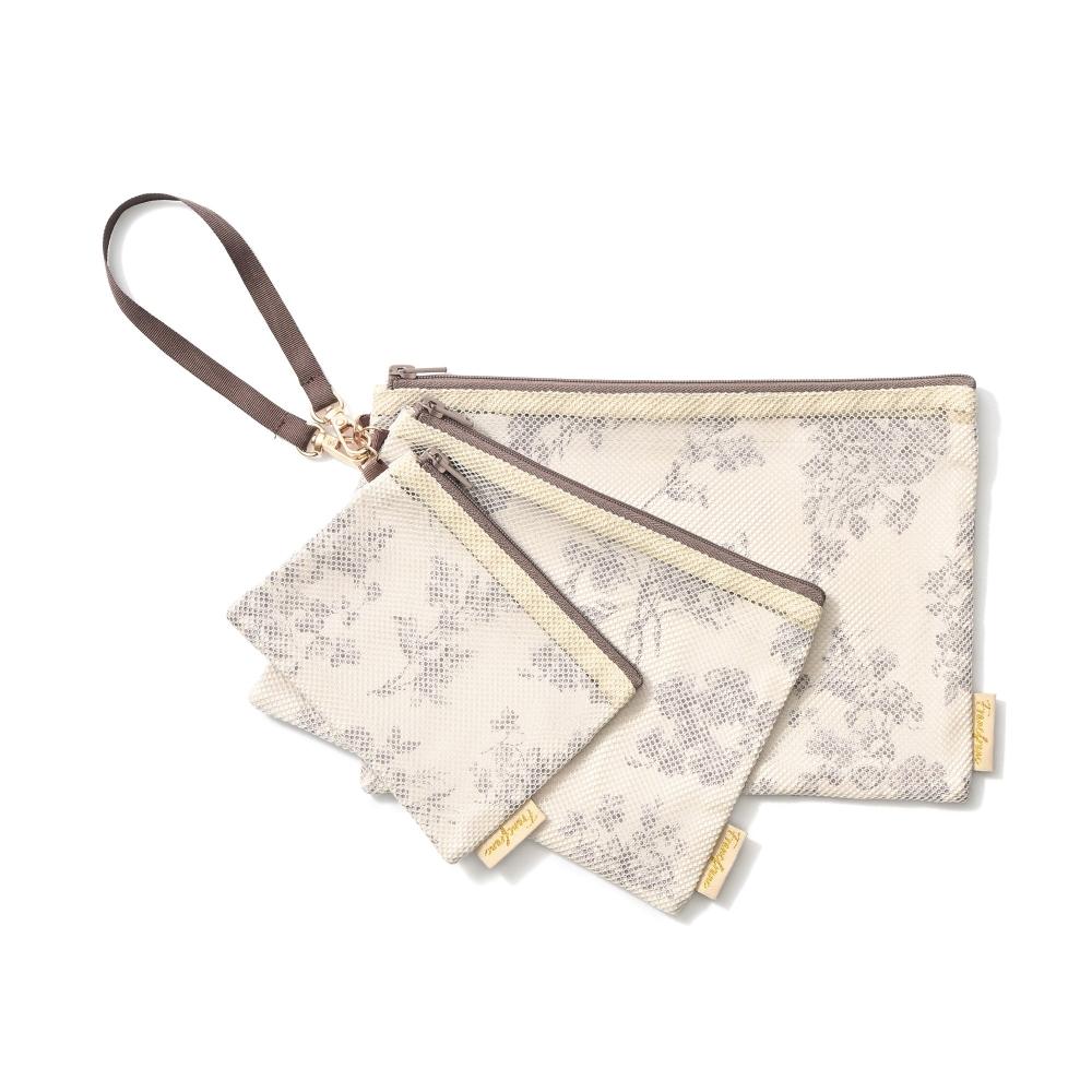 Franc Franc Japan Classic Flower Light Pink Mesh Pouch Set