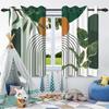 2Pcs Bohemian Style Curtains Plants Leaf Geometric Pattern Blackout Curtains Boho Window Curtain for Bedroom Apartment Decor