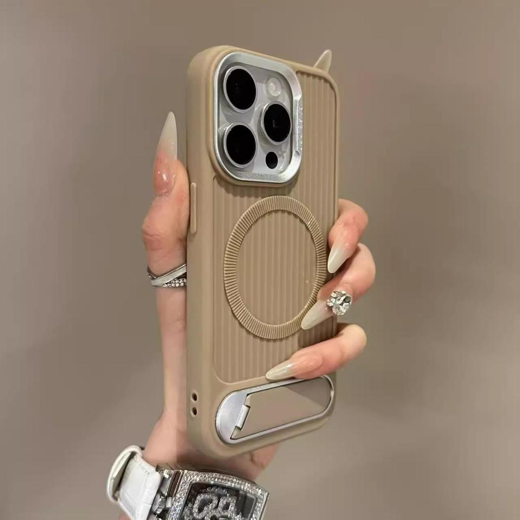 Invisible Folding Bracket Magnetic For Magsafe Case For iPhone 16 Pro Max 15 14 13 12 11 Pro Soft Silicone Shockproof Cover