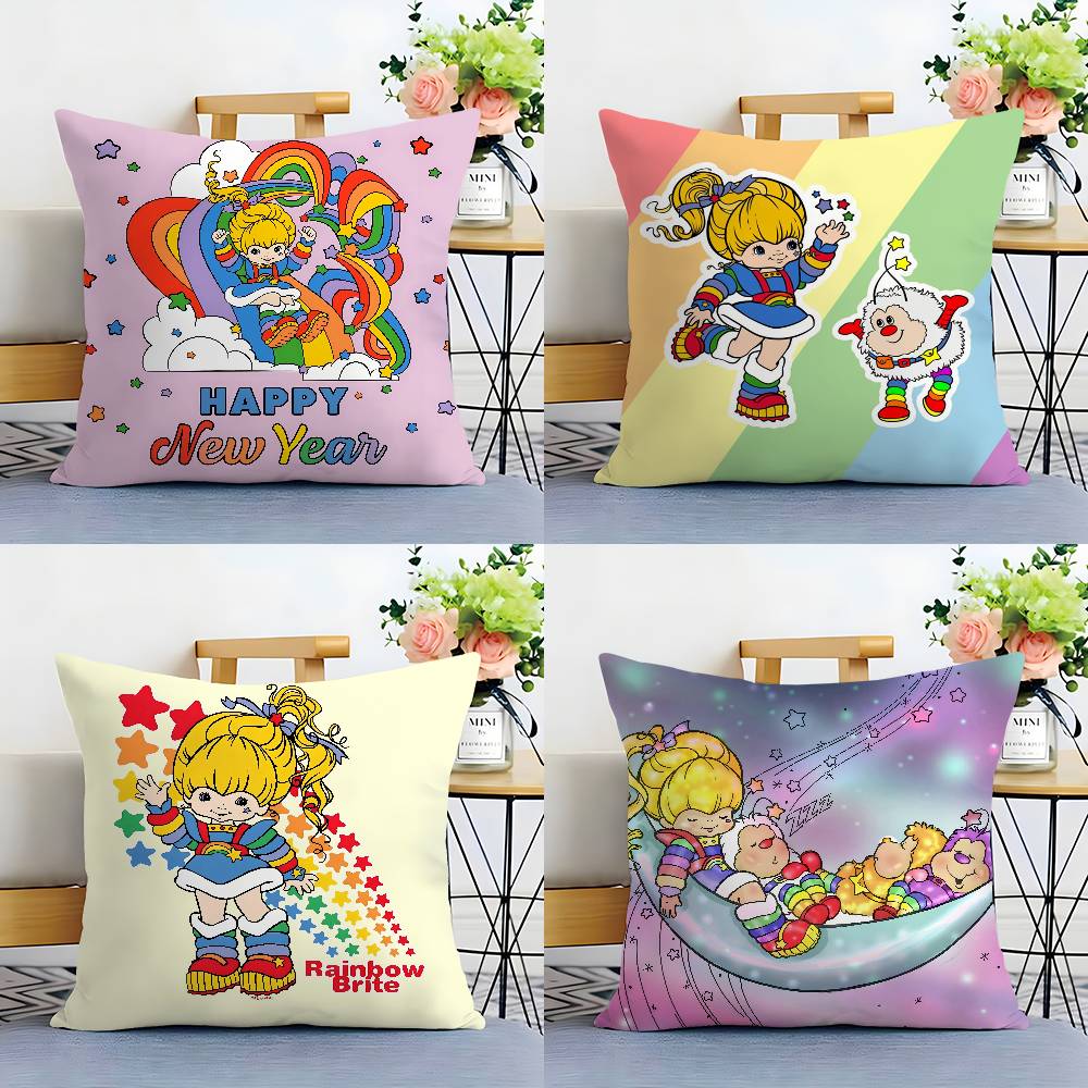 R-Rainbows Cute Brite Pillow Case Sofa Living Room Bedroom Double-sided Printing Square Cushion Nap Time Cushion Cover