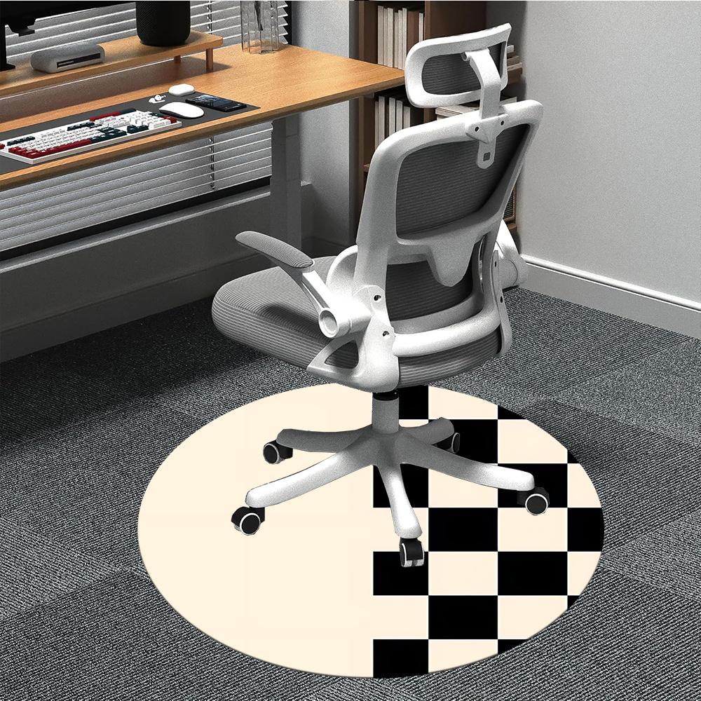 1pc Checkerboard Pattern Office Round Area Rug, Indoor Mat Suitable ForOffice, Under Office Chairs Bedroom Living Room Home Decor, Room Decot244