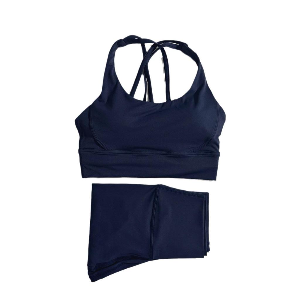 2-Piece Yoga Set: Cross-Back Sports Bra with Removable Pads & High-Waist Leggings