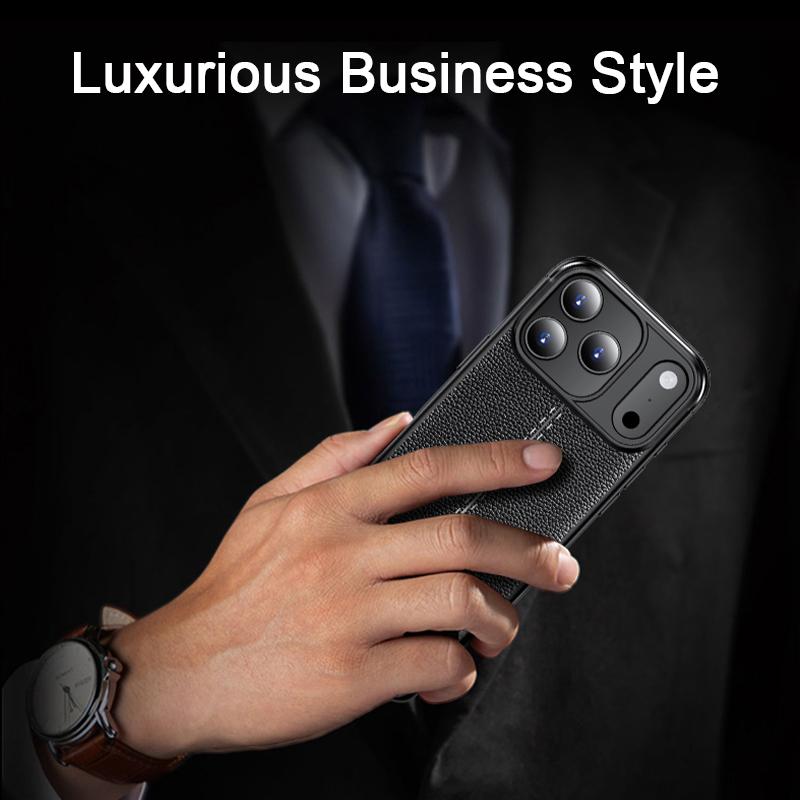 KEYSION დარტყმაგამძლე ქეისი iPhone 17 Pro Max-ისთვის რბილი სილიკონის ტყავის ტექსტურით, ბიზნეს სტილის ტელეფონის უკანა საფარი iPhone 17 17 Air-ისთვის