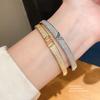 18k Gold Plated Zircon Letter Cuff Bracelet For Women Fashion Accessories