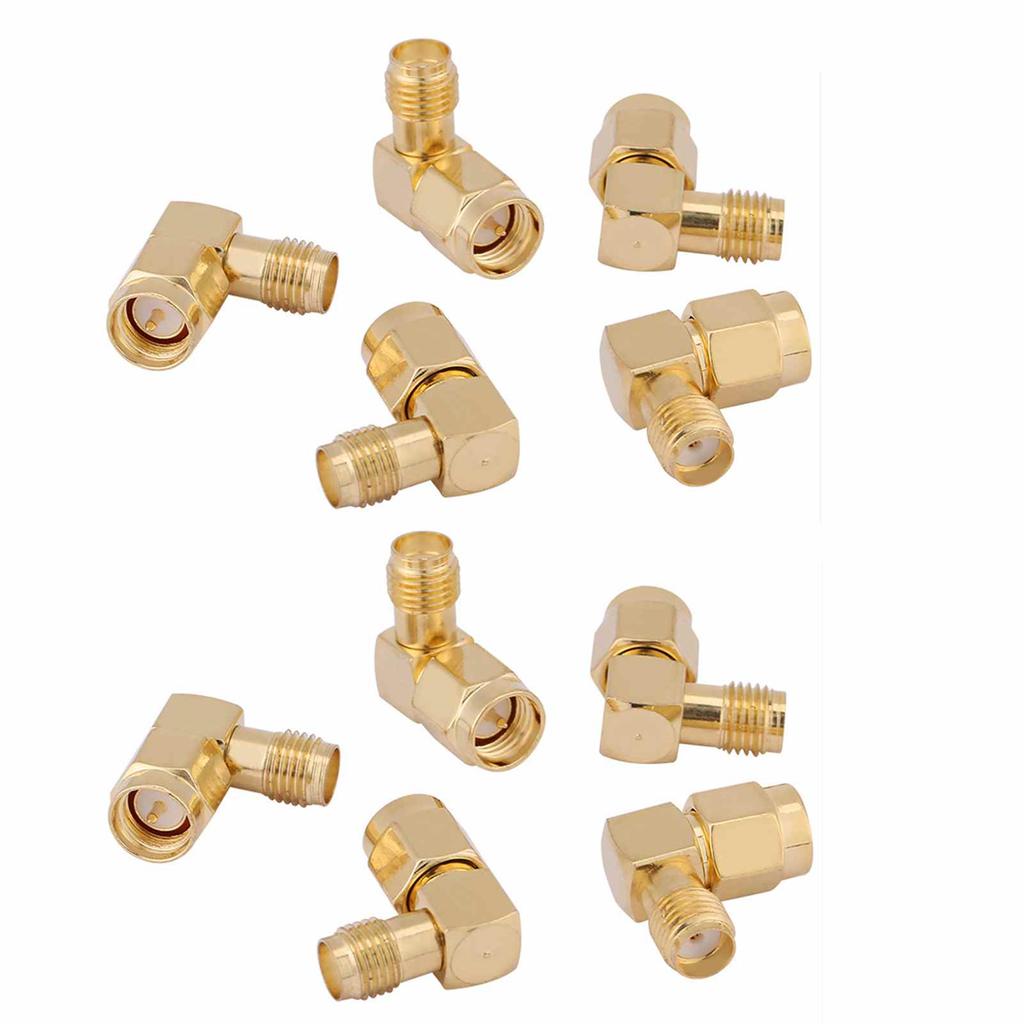 10Pcs SMA Connector Male To Female Adapter Right Angle 90 Degree for RF Connection
