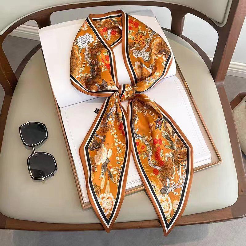 Classic Silk Feel Diagonal Scarf: Versatile Imitation Silk Neckerchief for Spring & Autumn