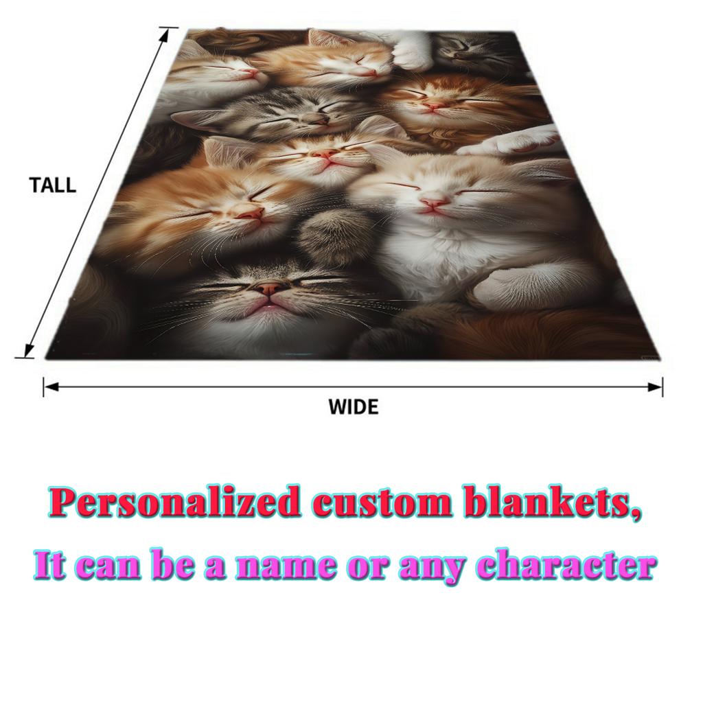Cute Animal Theme Cats Dogs Lover Flannel Blanket Gifts Soft Warm Thin Blankets for Sofa Bed Car Camping All Season Customizable