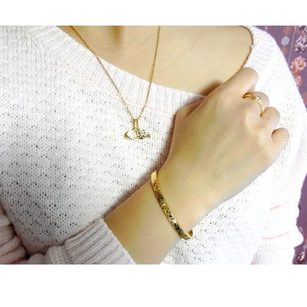 [Juraise] Hawaiian Jewelry K24 Pure Gold Plated K24 Pendant Necklace Plumeria Scroll Birthday Gift