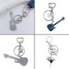 Elegant Full Rhinestones Metal Guitar Keychain Star Charm Keyring Pendant for Music Lovers and Fashion Enthusiasts