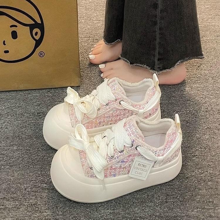 Milk Huhu thick soles 22 spring new Korean sports and leisure board shoes ugly cute big head bread shoes