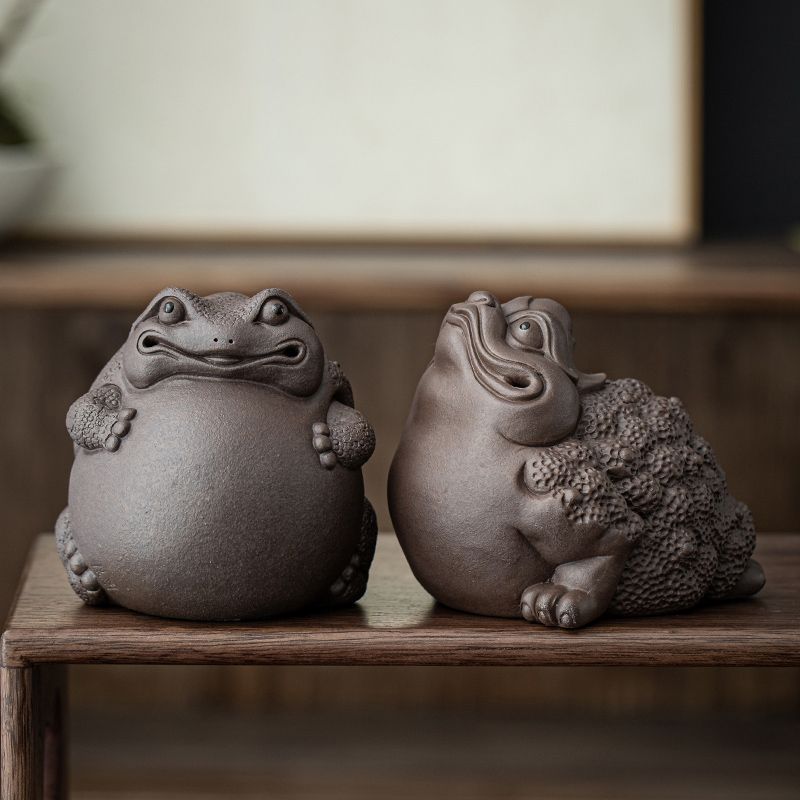 Handmade Boutique Purple Sand Tea Pet Lucky Golden Toad Can Raise Tea Play Tea Art Creative Office Home Ornament Teaware