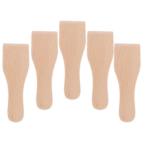 STOBAZA 5-Piece Small Wooden Spatula, Butter Cake Spatula, Cream Spatula, Wooden Cake Scraper, Mini Turner, Cooking Shovel, Multipurpose Spatula for H