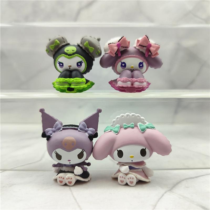 Adorable My Melody Figurine Pvc Collectible Dreamy Kuromi Gashapon Doll Set