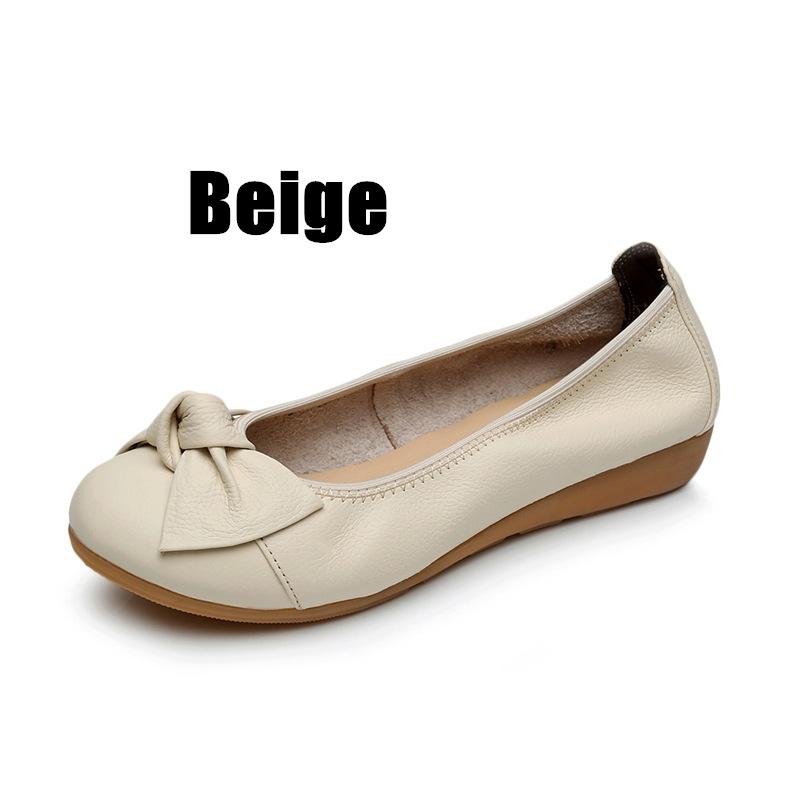 

Женская обувь Мать Балетки Повседневная Коровья Натуральная Кожа Круглый Бантик Слипоны Лоферы Свиная Кожа Винтаж 35-40 HN-306 35 бежевый
