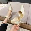 Fashion New Luxury Women's Sandals Sexy High Heels Temperamental Pointed Satin Baotou Square Buckle Rhinestone Party Shoes Summer