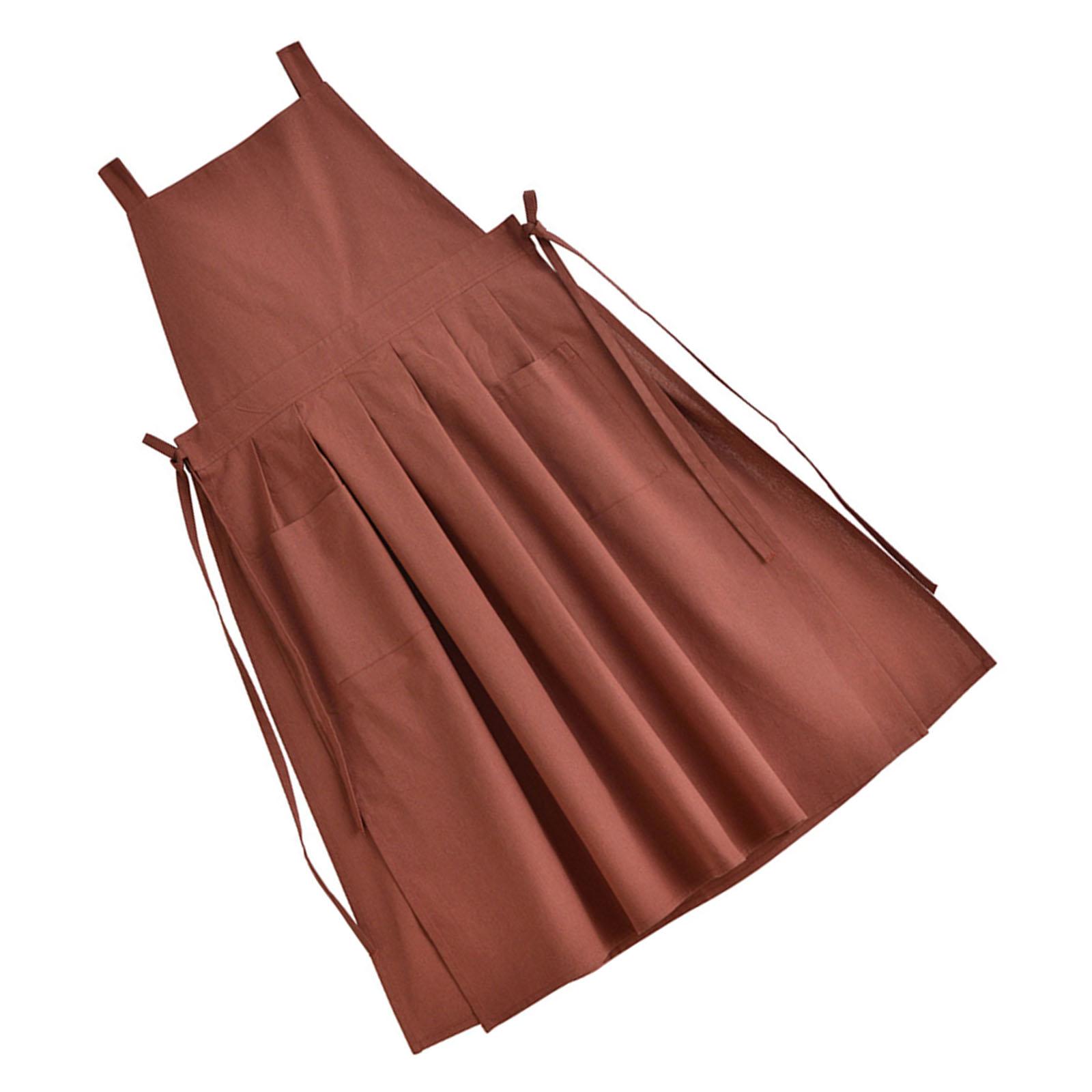 

Хлопково-льняной кухонный фартук для готовки для женщин, девочек, винтажный фартук-сарафан с карманами, подарки для мамы 2