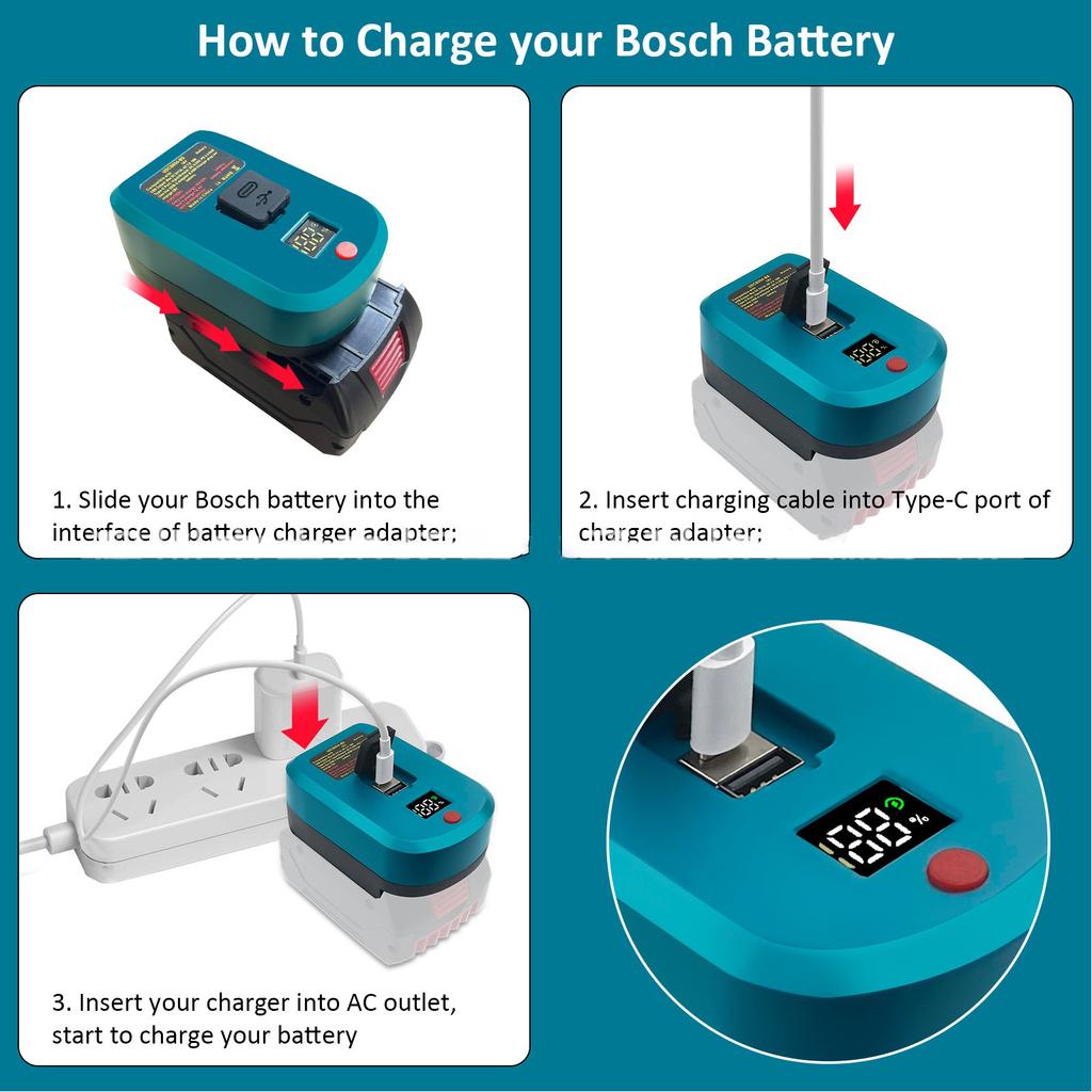 Battery Adapter Digital Display 18V Lithium Battery To USB Type C Output for BL1830 BL1850 BL1840