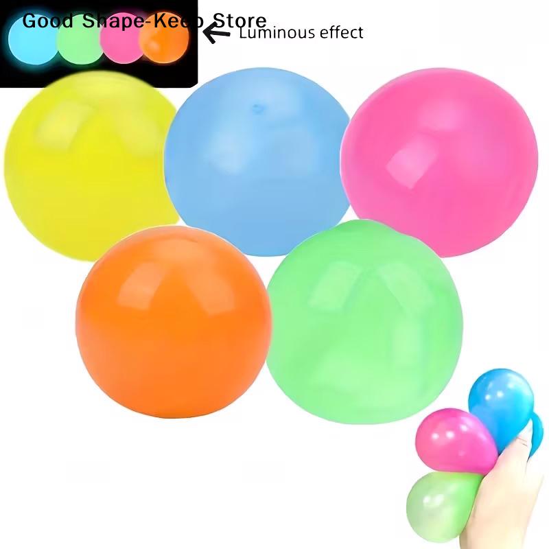 5/10Pcs Sticky Glows Balls Fidget Toys Stress Relief Sensory Toys Wall & Ceiling Decor Glow-in-the-Dark Sticky Ceiling Balls