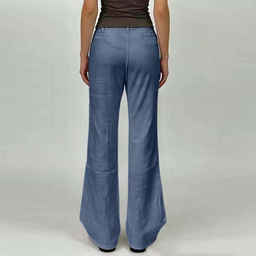 Women's Mid- Stretch Jeans Fashion Straight Leg Denim Pants With Pockets