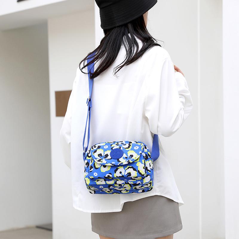 Torba na ramię z nylonu z nadrukiem, torba na kwiaty, mała torba kwadratowa z wieloma przegródkami, torba wielowarstwowa