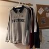 Men's American Retro College Style Polo Sweatshirt - Loose Fit, Long-Sleeved, Spring/Autumn 2025, Hong Kong Trend