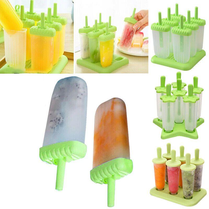 Bright Green 6pcs Pack Ice Lolly Cream Maker Mold For Diy Popsicle And Frozen Yogurt