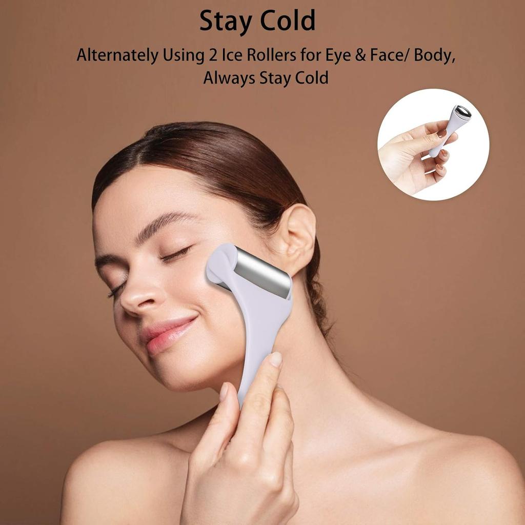 Facial Ice Roller Massage Tool Skin Lift Tighten Pain Relief Reduced Puffiness Face Eye Skin Care Product Stainless Steel Roller