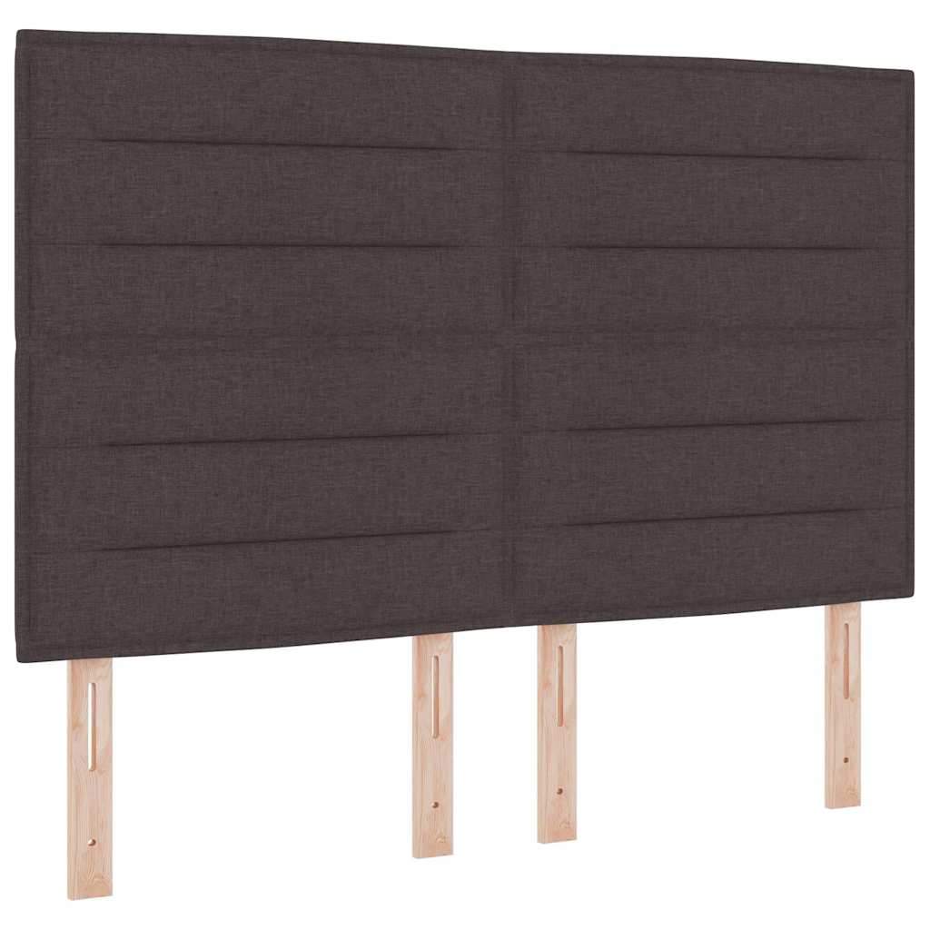 Boxspring Bed with Headboard Dark Brown 140 x 200 cm Fabric