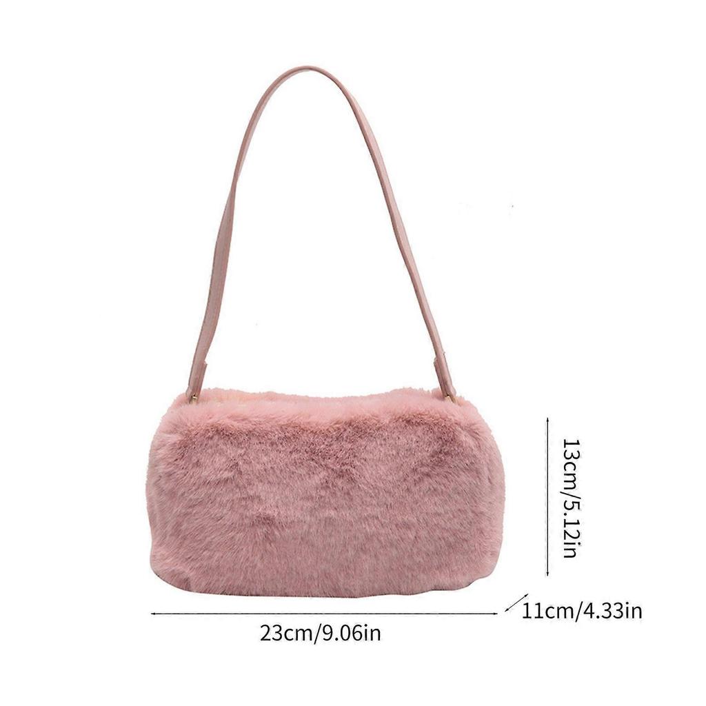 Trendy Plush Shoulder Tote Bag Great for Fashion Forward Women Perfect for Everyday Errands Travel Social Occasions  Black