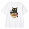 Funny Black Cat Ramen Shirt Cute Noodle Graphic Tee Cat Lover Gift